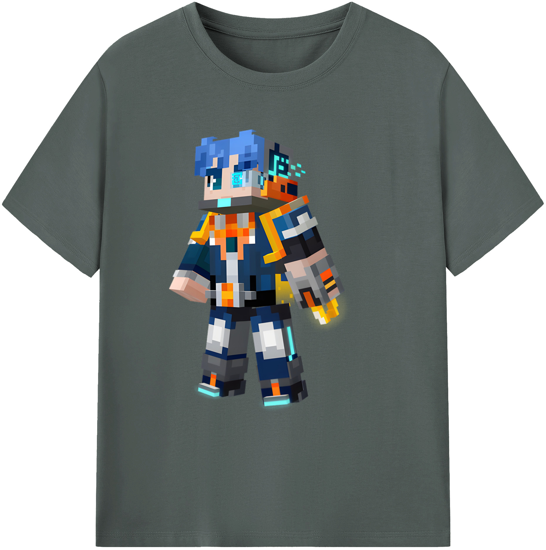 （画像用） マインクラフト ブロックの世界 Minecraft MC Block world 綿100％ メンズ半袖Tシャツ｜肌触りやわらか＆通気性